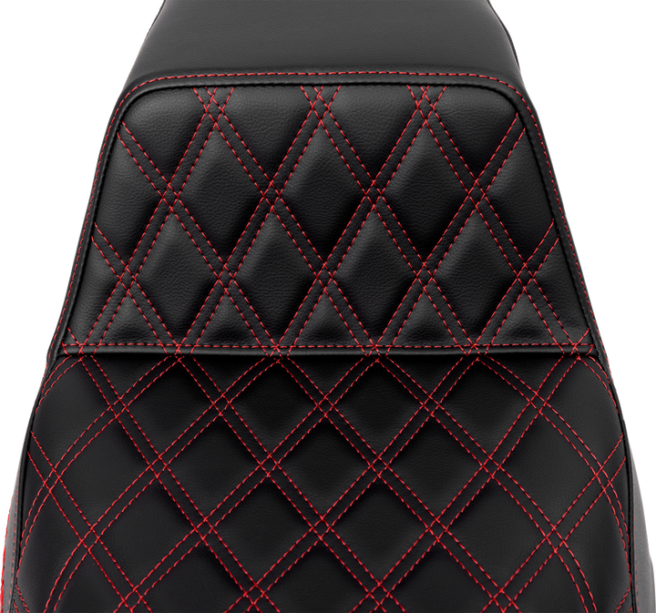 SADDLEMEN Step-Up Seat - Front Lattice Stitch - Red Stitch - FLH/FLT '08-'23 808-07B-17204