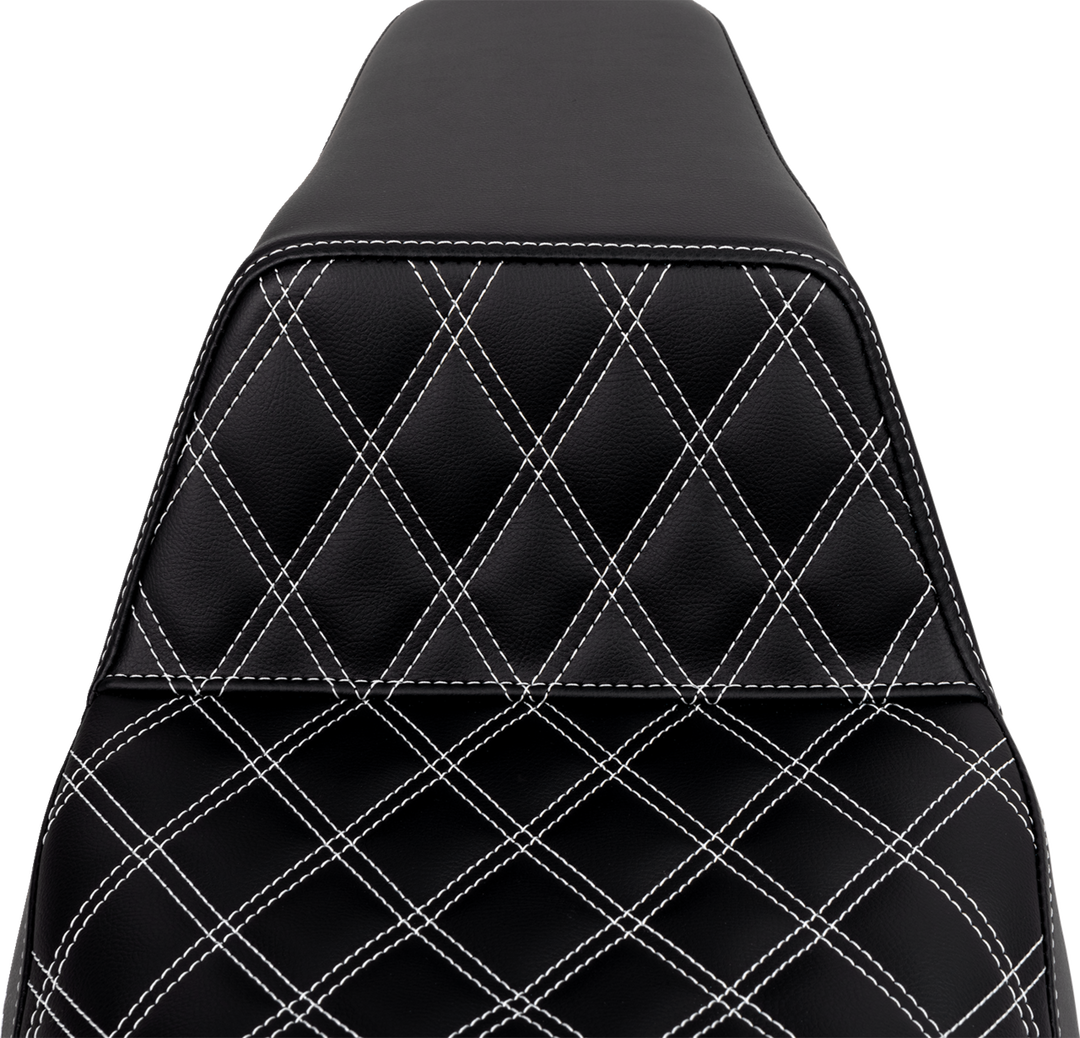 SADDLEMEN Step-Up Seat - Front Lattice Stitch - White Stitch - FLH/FLT '08-'23 808-07B-17206
