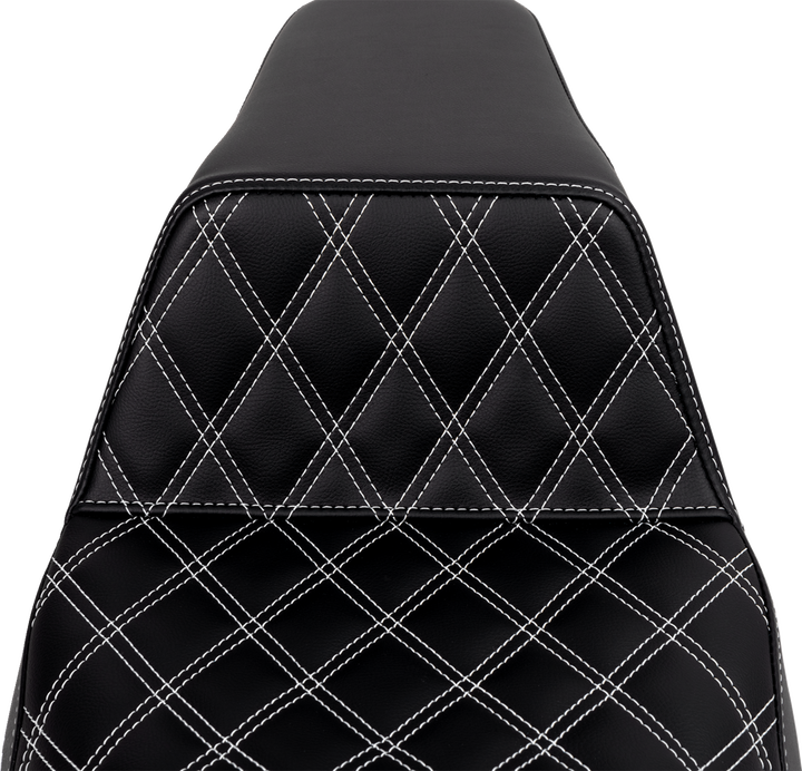 SADDLEMEN Step-Up Seat - Front Lattice Stitch - White Stitch - FLH/FLT '08-'23 808-07B-17206