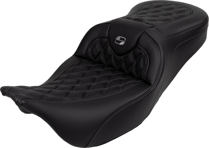 SADDLEMEN Roadsofa™ Seat - with Backrest - Dark Gray Stitch - FL '08-'23 808-07B-182B2