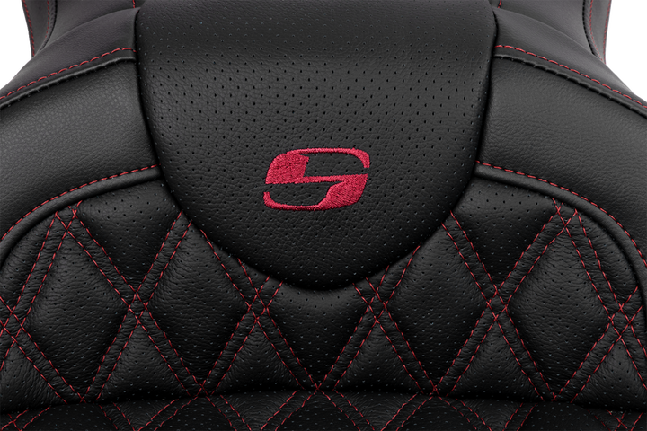 SADDLEMEN Roadsofa™ Seat - with Backrest - Wine Berry Stitch - FL '08-'23 808-07B-182B8