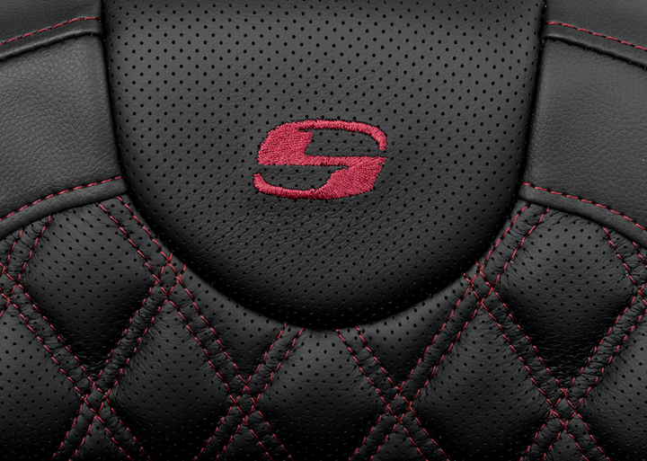 SADDLEMEN Roadsofa™ Extended Reach Seat - Lattice Stitch - Wine Berry Stitch - with Backrest - FL '08-'24 808-07B-184B8