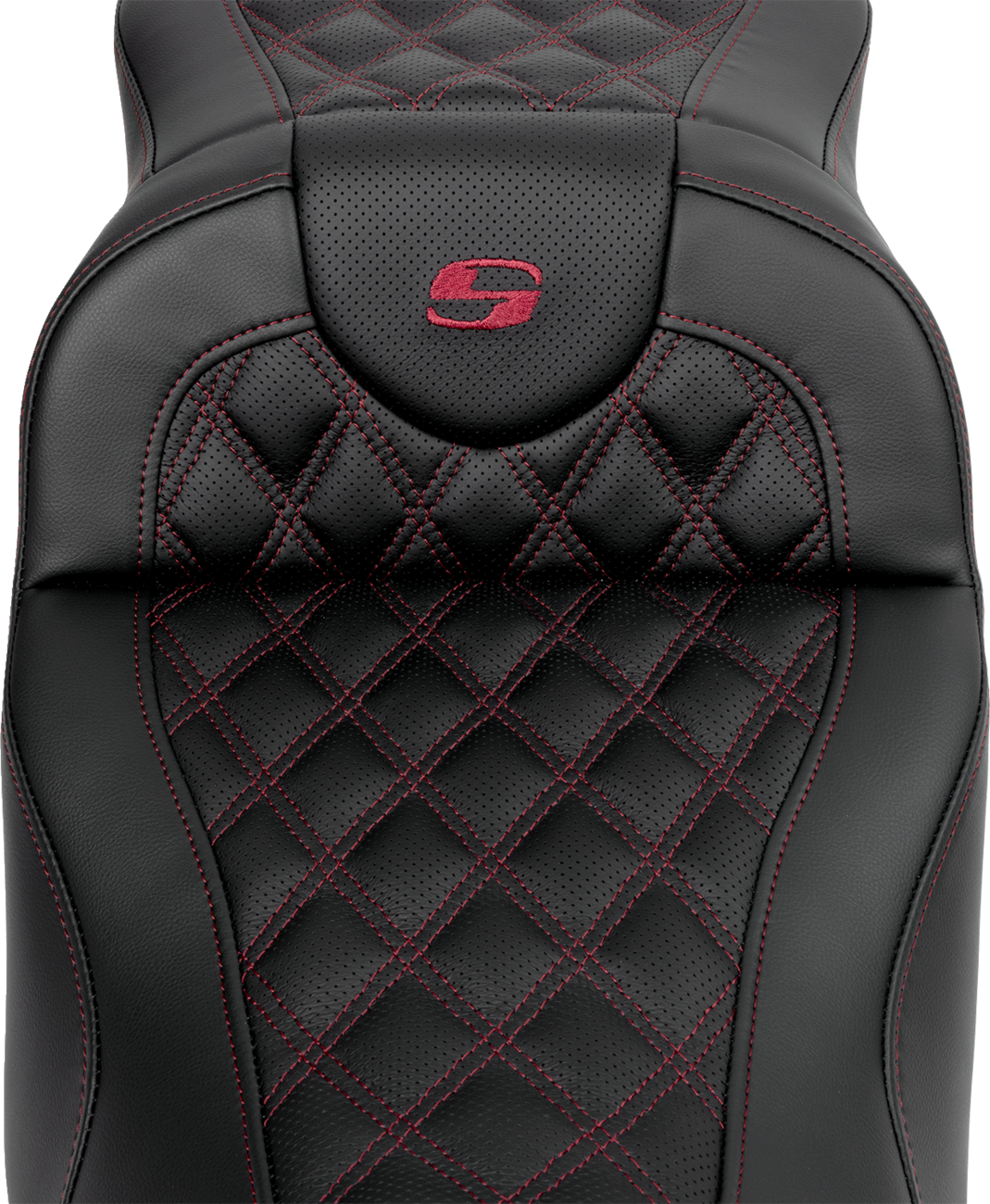SADDLEMEN Roadsofa™ Extended Reach Seat - Lattice Stitch - Wine Berry Stitch - with Backrest - FL '08-'24 808-07B-184B8