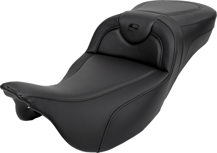 SADDLEMEN Roadsofa™ Extended Reach Seat - Carbon Fiber - Black Stitch - without Backrest - FL '08-'24 808-07B-18600