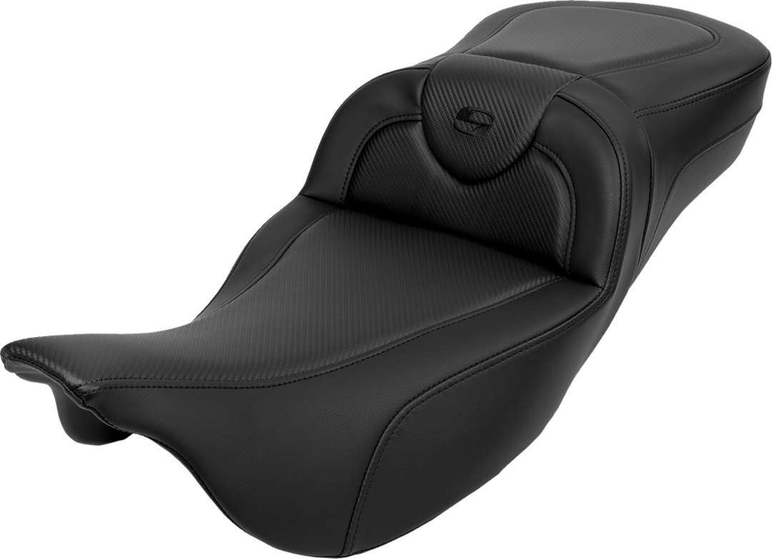 SADDLEMEN Roadsofa™ Extended Reach Seat - Carbon Fiber - Black Stitch - Backrest - FL '08-'24 808-07B-186B0