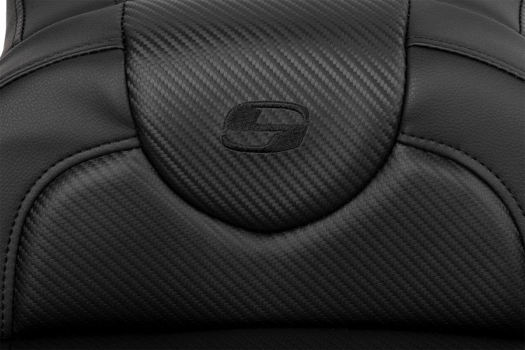 SADDLEMEN Roadsofa™ Extended Reach Seat - Carbon Fiber - Black Stitch - Backrest - FL '08-'24 808-07B-186B0