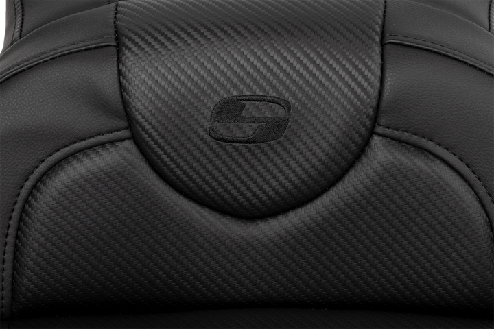 SADDLEMEN Roadsofa™ Extended Reach Seat - Carbon Fiber - Black Stitch - Backrest - FL '08-'24 808-07B-186B0