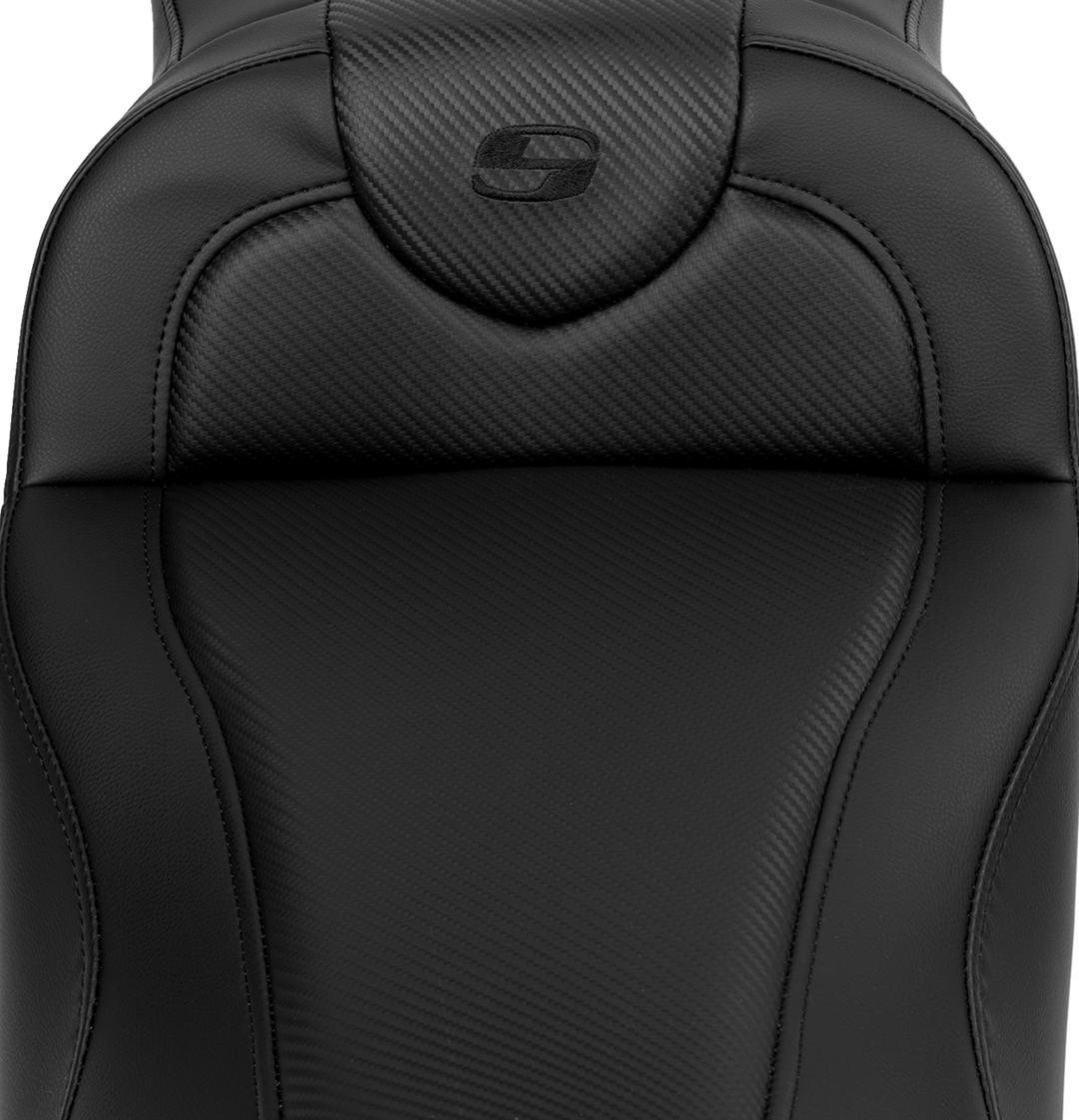 SADDLEMEN Roadsofa™ Extended Reach Seat - Carbon Fiber - Black Stitch - Backrest - FL '08-'24 808-07B-186B0