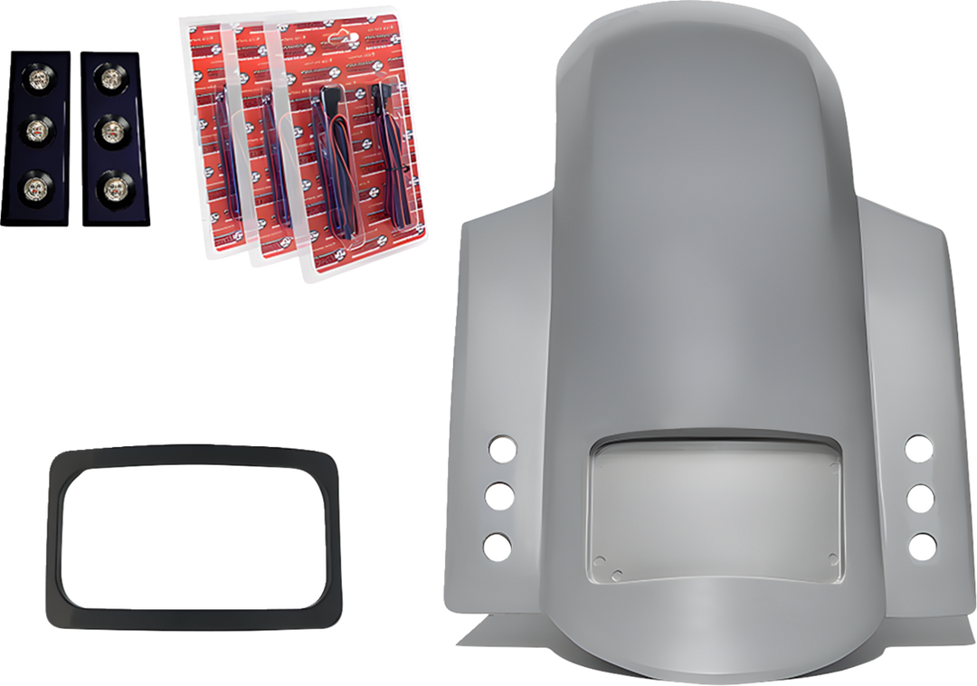 PAUL YAFFE BAGGER NATION Short Sport Rear Fender - With Black Plate Frame - With Thunder-pod Taillight - HD Touring RF-SSTH P-R-B