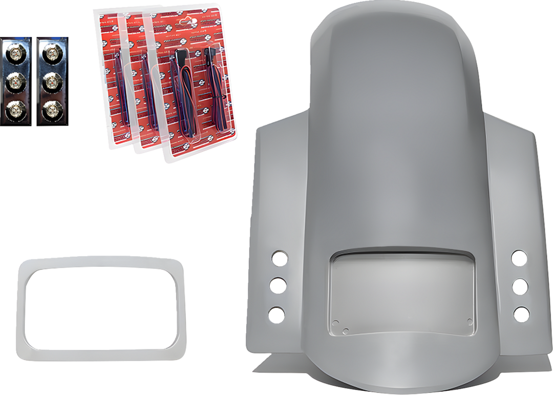 PAUL YAFFE BAGGER NATION Short Sport Rear Fender - With Chrome Plate Frame - With Thunder-pod Taillight - HD Touring RF-SSTH P-R-C