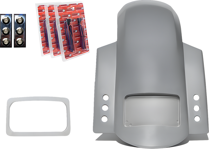 PAUL YAFFE BAGGER NATION Short Sport Rear Fender - With Chrome Plate Frame - With Thunder-pod Taillight - HD Touring RF-SSTH P-R-C