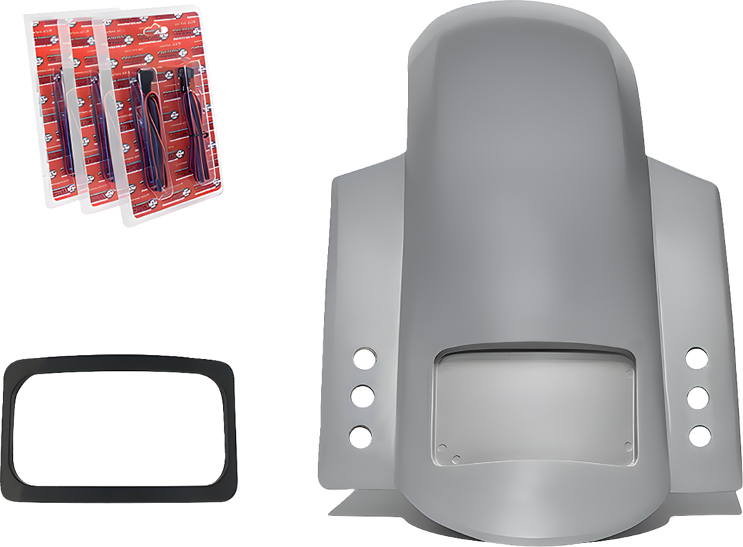 PAUL YAFFE BAGGER NATION Short Sport Rear Fender - With Black Plate Frame - With Thunder Bolt Taillight - HD Touring RF-SS-3-THNDR-BLT-B