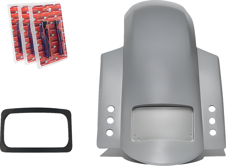 PAUL YAFFE BAGGER NATION Short Sport Rear Fender - With Black Plate Frame - With Thunder Bolt Taillight - HD Touring RF-SS-3-THNDR-BLT-B
