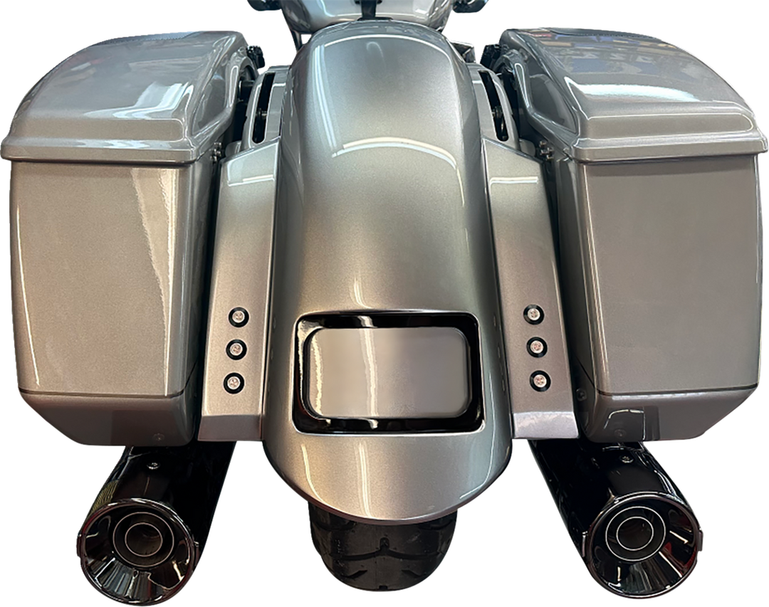 PAUL YAFFE BAGGER NATION Short Sport Rear Fender - With Black Plate Frame - With Thunder Bolt Taillight - HD Touring RF-SS-3-THNDR-BLT-B