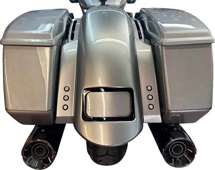 PAUL YAFFE BAGGER NATION Short Sport Rear Fender - With Black Plate Frame - With Thunder Bolt Taillight - HD Touring RF-SS-3-THNDR-BLT-B