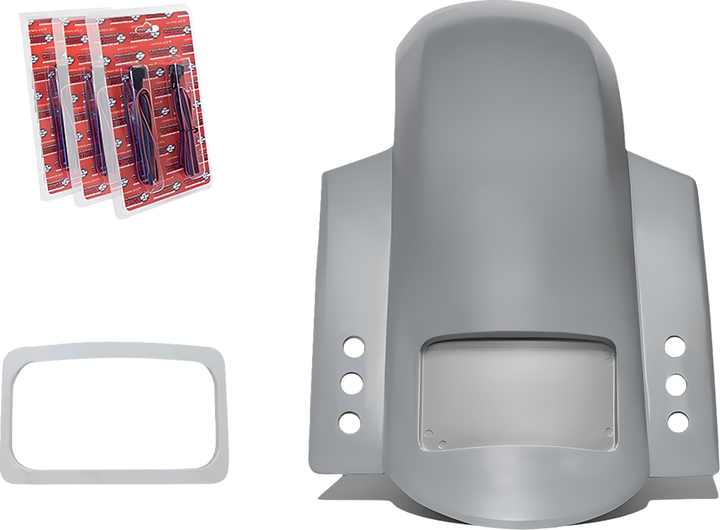 PAUL YAFFE BAGGER NATION Short Sport Rear Fender - With Chrome Plate Frame - With Thunder Bolt Taillight - HD Touring RF-SS-3-THNDR-BLT-C