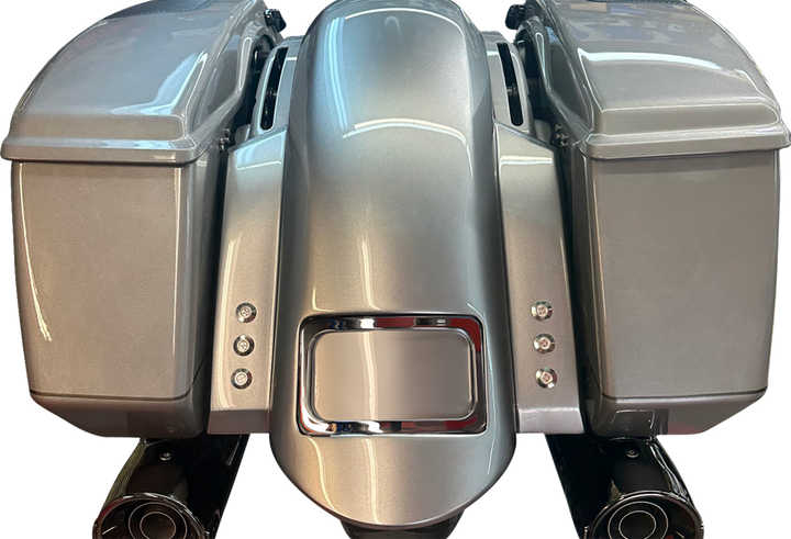 PAUL YAFFE BAGGER NATION Short Sport Rear Fender - With Chrome Plate Frame - With Thunder Bolt Taillight - HD Touring RF-SS-3-THNDR-BLT-C