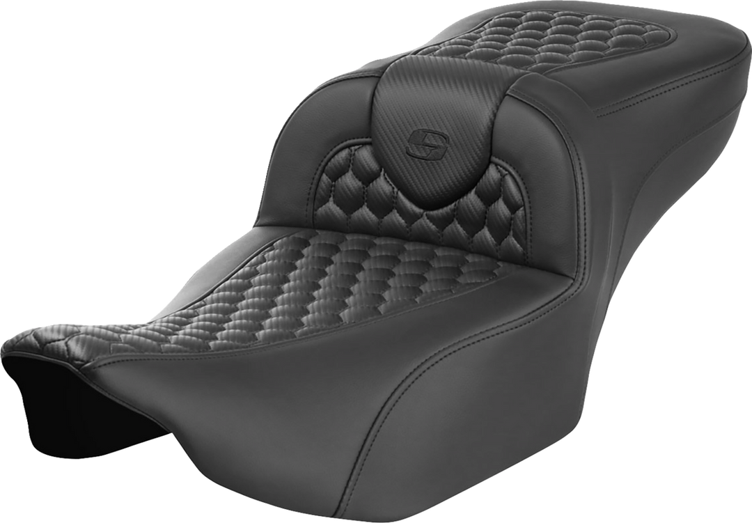 SADDLEMEN Roadsofa Extended Reach Seat - without Backrest - Honeycomb - Black Stitch -FLTR/FLHX '23-'24 - 823-07-19000