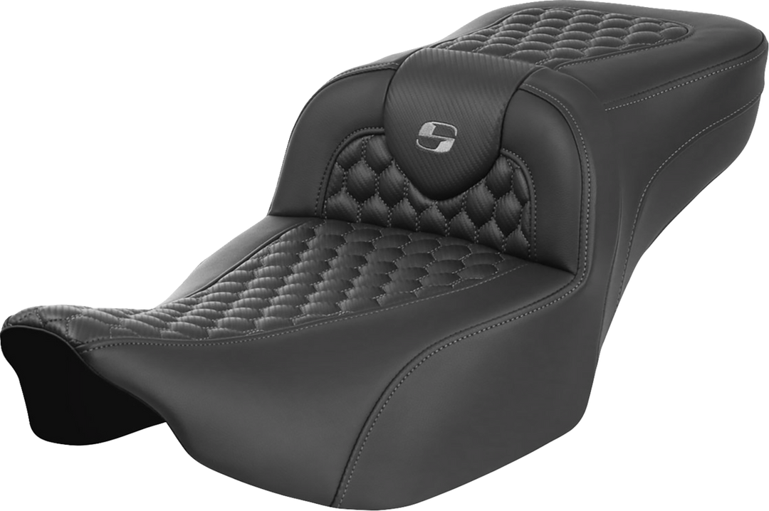 SADDLEMEN Roadsofa Extended Reach Seat - without Backrest - Honeycomb - Dark Gray Stitch - FLTR/FLHX '23-'24 - 823-07-19002
