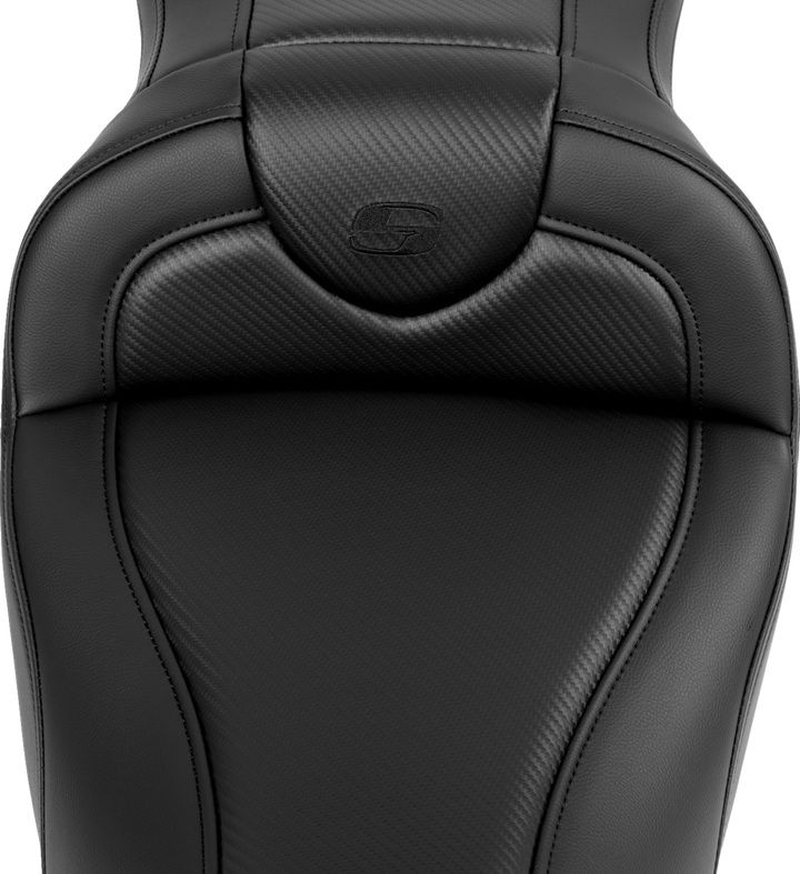 SADDLEMEN Roadsofa™ Seat - without Backrest - Carbon Fiber - Black Stitch - 'FL '08-'19 808-07B-18500
