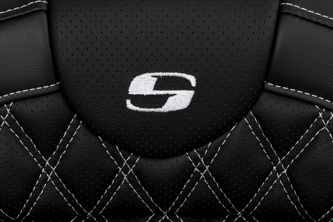 SADDLEMEN Roadsofa™ Seat - with Backrest - White Stitch - FL '08-'23 808-07B-182B6