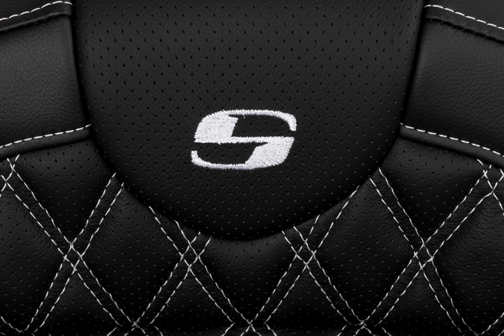 SADDLEMEN Roadsofa™ Seat - with Backrest - White Stitch - FL '08-'23 808-07B-182B6