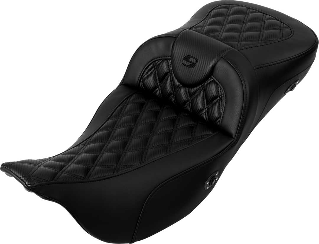 SADDLEMEN Roadsofa™ Extended Reach Seat - without Backrest - Lattice Stitch - Carbon Fiber - FL '08-'23 808-07B-207A0