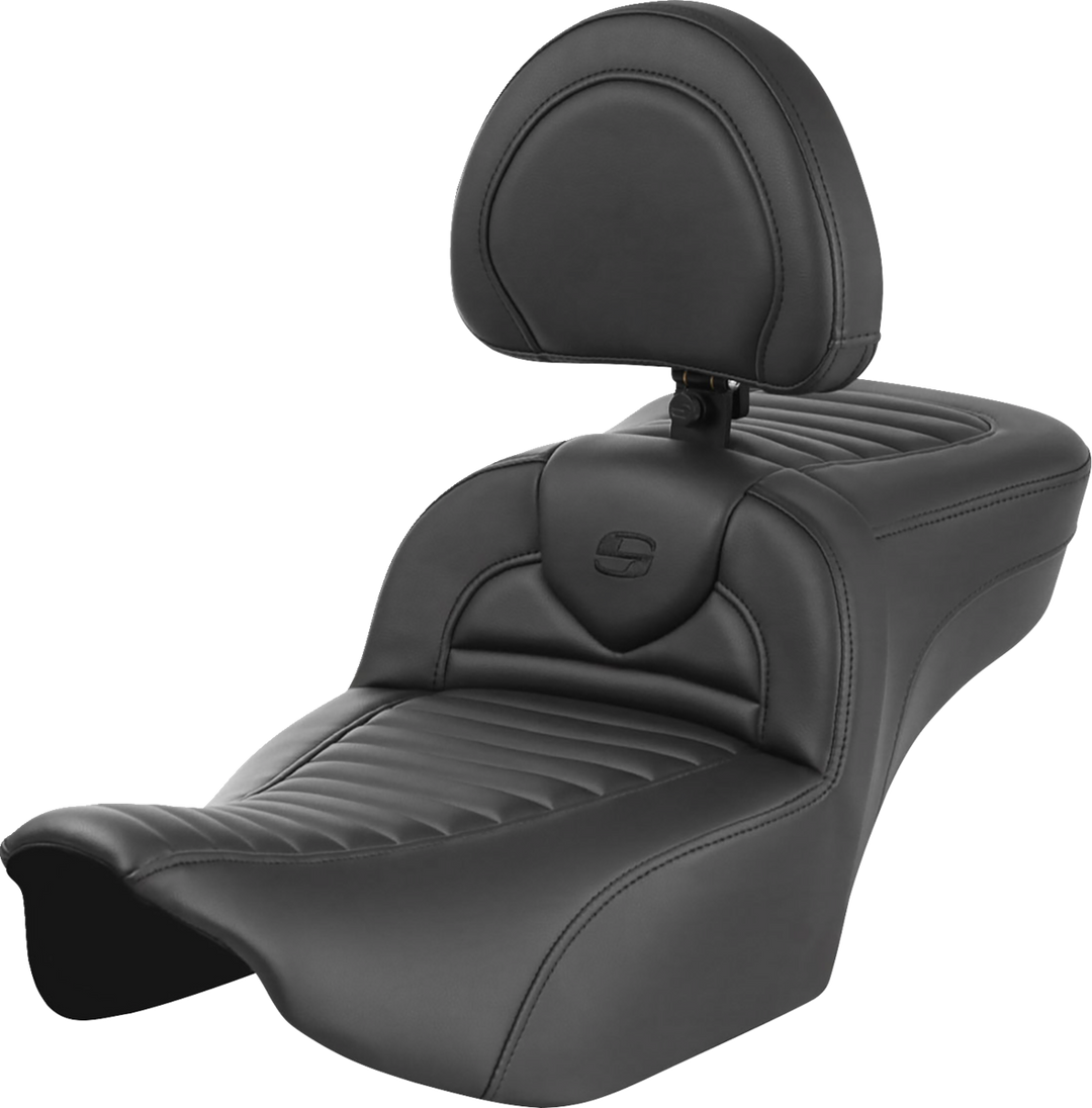 SADDLEMEN Roadsofa™ Extended Reach Seat - with Backrest - Tuck-n-Roll - FLTR/FLHX '23-'24 823-07-203B0