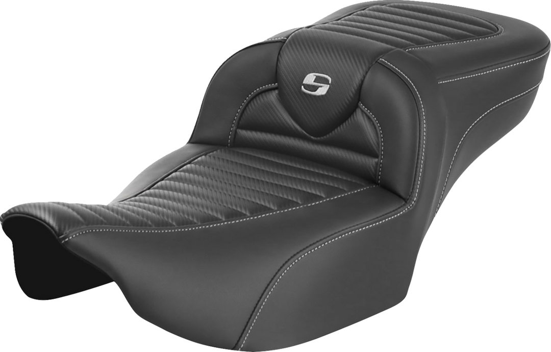 SADDLEMEN Roadsofa™ Extended Reach Seat - without Backrest - Tuck-n-Roll - Carbon Fiber - FLTR/FLHX '23-'24 823-07-20500