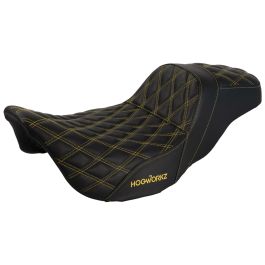Rise Up Seat for Harley® Touring '08-'23 (Diamond / Gold Stitch)