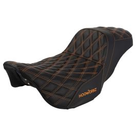 Rise Up Seat for Harley® Touring '08-'23 (Diamond / Orange Stitch)