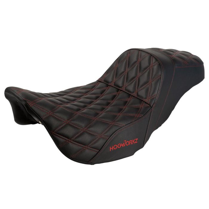 HogWorkz Rise Up Seat for Harley® Touring '08-'23 (Diamond / Red Stitch) - HW122002