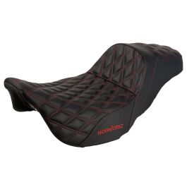 Rise Up Seat for Harley® Touring '08-'23 (Diamond / Red Stitch)