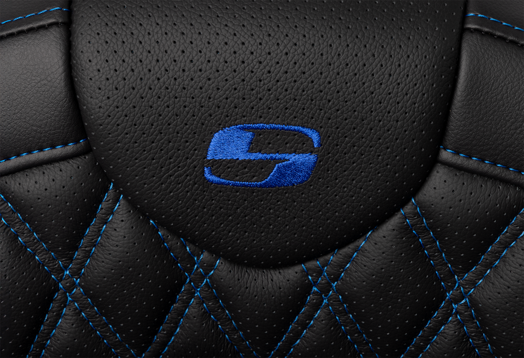SADDLEMEN Roadsofa™ Seat - with Backrest - Blue Stitch - FL '08-'23 808-07B-182B1