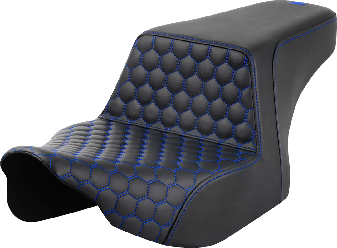 SADDLEMEN Step-Up Seat - Front Honeycomb - Blue Stitching - FL '23-'24 - 823-07-17701