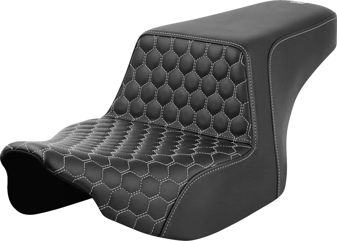 SADDLEMEN Step-Up Seat - Front Honeycomb - Silver Stitching - FL '23-'24 - 823-07-17705
