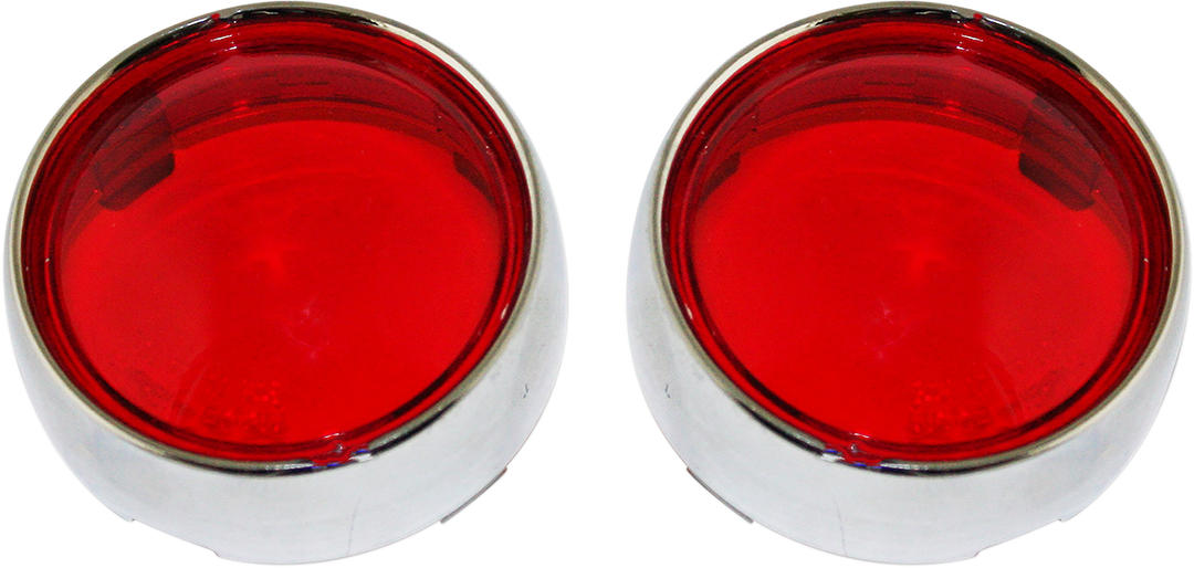 CUSTOM DYNAMICS Bullet Signal Lenses - Chrome/Red PB-B-BEZ-CR
