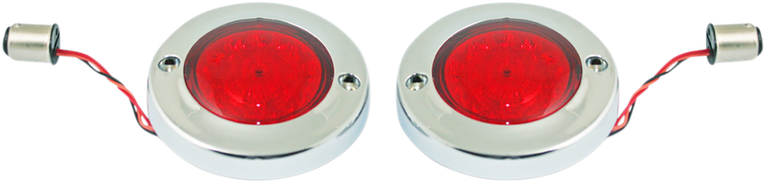 CUSTOM DYNAMICS LED Flat Turn Signals - 1156 - Chrome - Red Lens PB-FB-R-1156CR