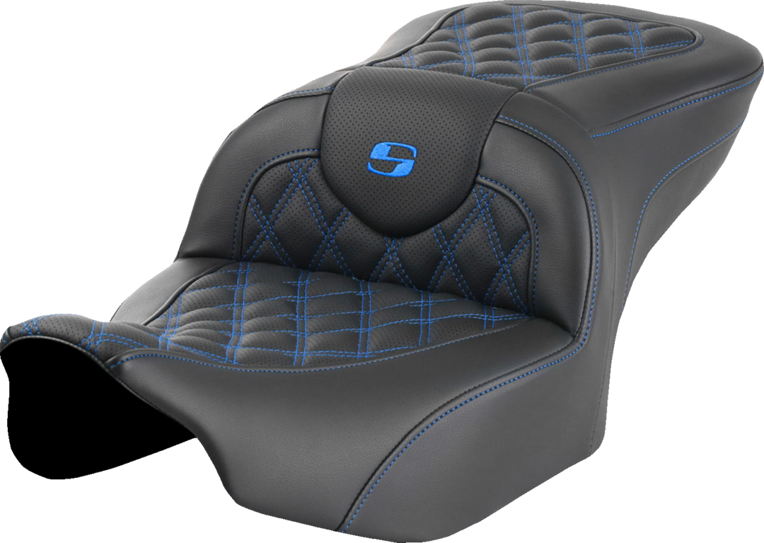 SADDLEMEN Roadsofa™ Seat - without Backrest - Blue Lattice Stitch - FLTR/FLHX '23-'24 823-07-18201
