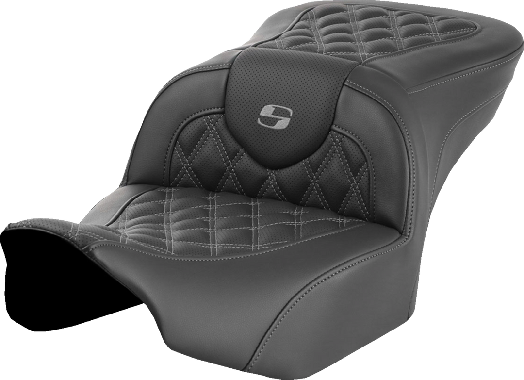 SADDLEMEN Roadsofa™ Seat - without Backrest - Gray Lattice Stitch - FLTR/FLHX '23-'24 823-07-18202