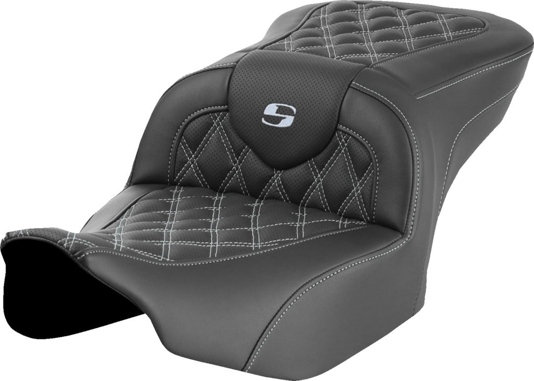 SADDLEMEN RoadSofa™ Seat - without Backrest - Lattice Stitch - Silver Stitch - FLTR/FLHX '23-'24 823-07-18205