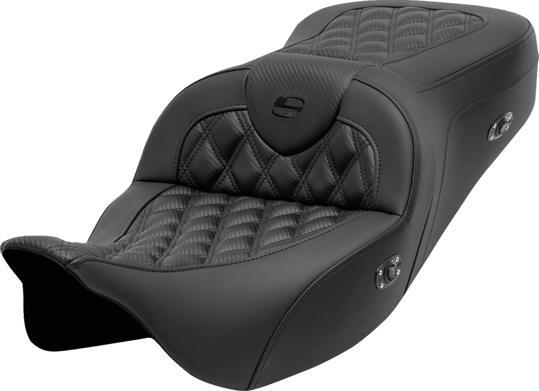 SADDLEMEN Roadsofa™ Seat - without Backrest - Lattice Stitch - Carbon Fiber - FL '08-'23 808-07B-206A0