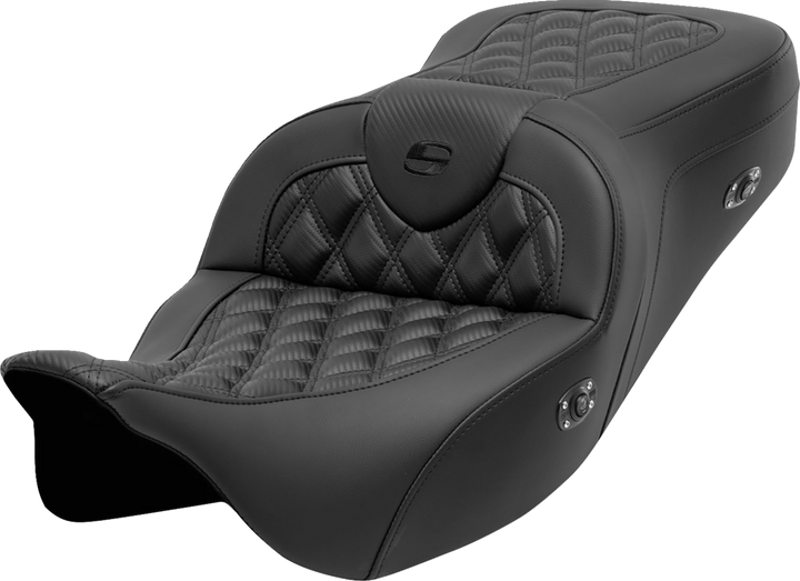 SADDLEMEN Roadsofa™ Seat - without Backrest - Lattice Stitch - Carbon Fiber - FL '08-'23 808-07B-206A0