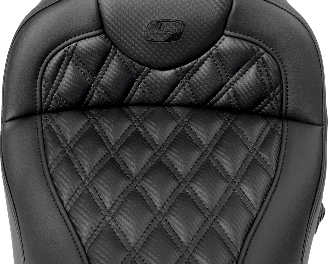 SADDLEMEN Roadsofa™ Seat - without Backrest - Lattice Stitch - Carbon Fiber - FL '08-'23 808-07B-206A0