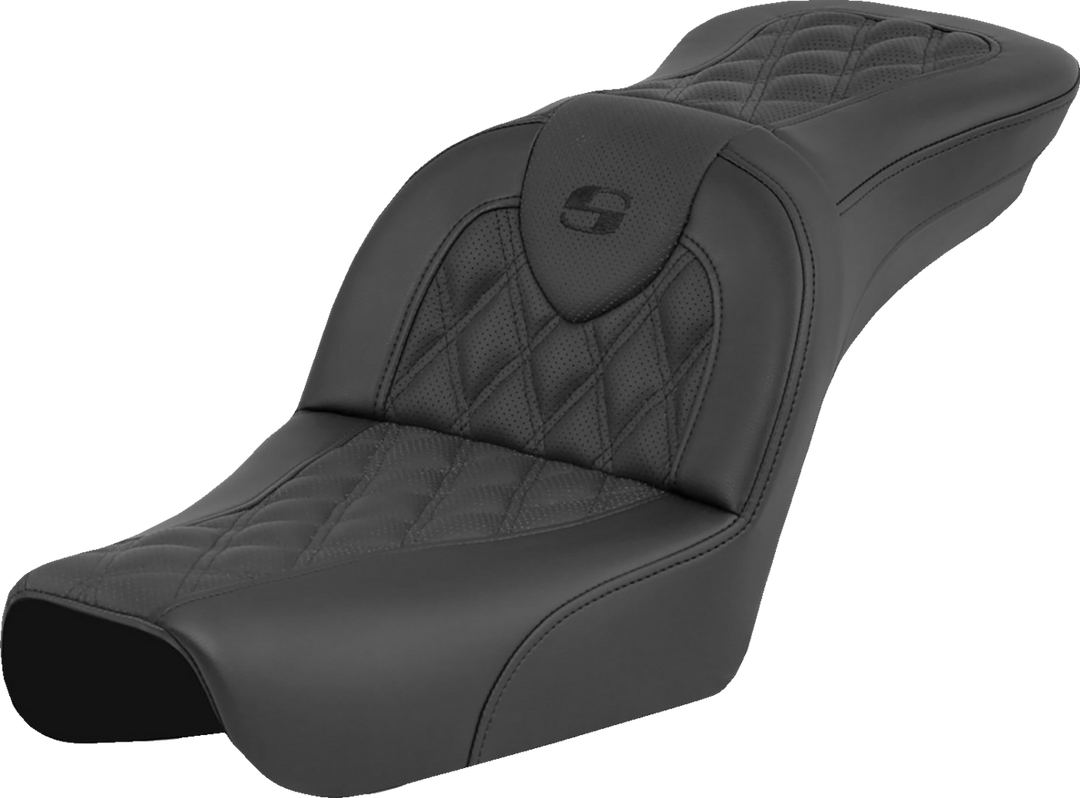 SADDLEMEN RoadSofa™ Seat - Lattice Stitch - without Driver Backrest - FXDWG '04-'05 804-05-182