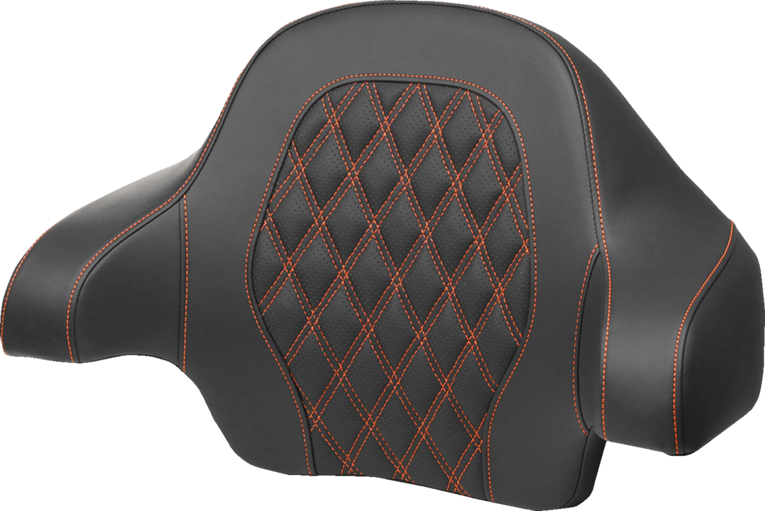 SADDLEMEN Tour-Pak® Backrest Pad - Lattice Stitch - Orange Stitch - FL '14-'24 814-07-18403