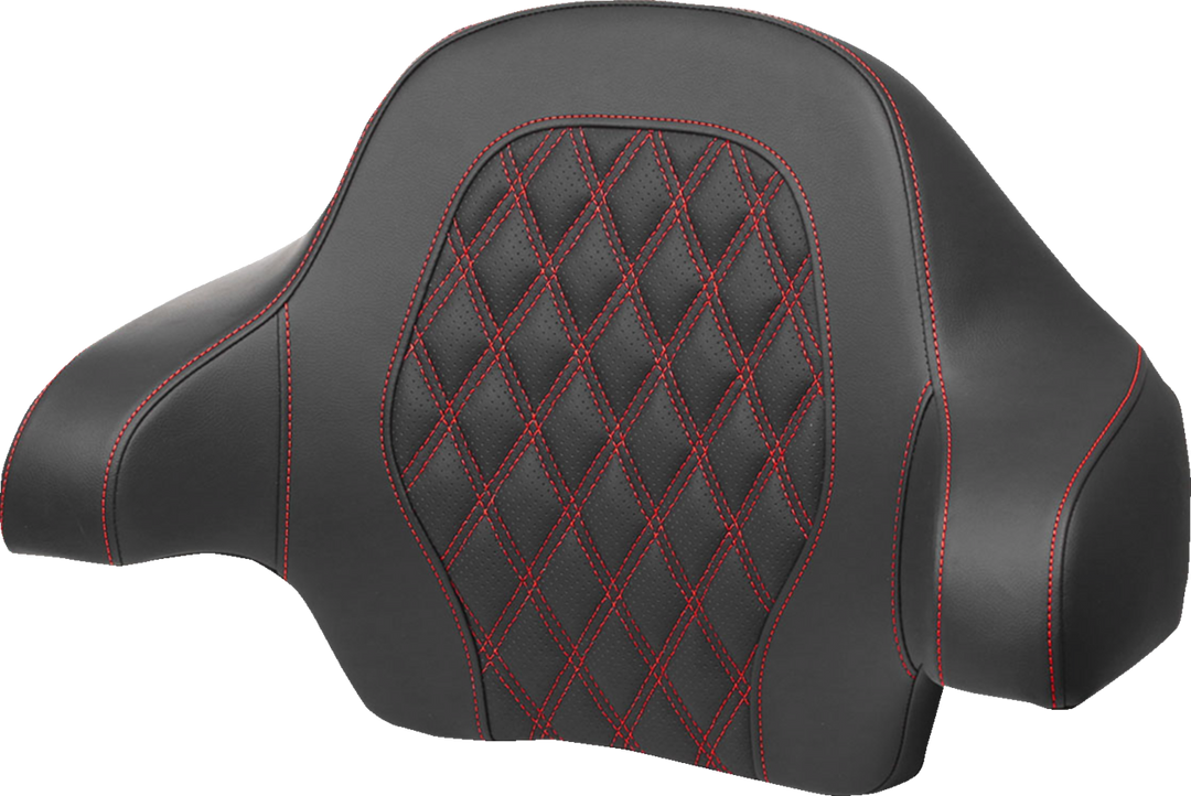 SADDLEMEN Tour-Pak® Backrest Pad - Lattice Stitch - Red Stitch - FL '14-'24 814-07-18404