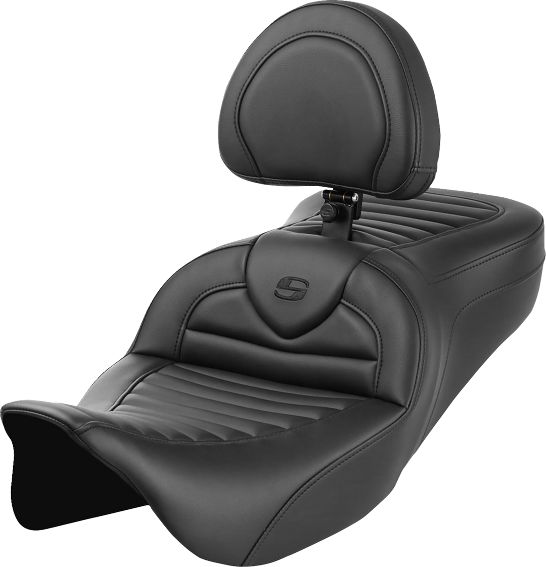 SADDLEMEN Roadsofa™ Seat - with Backrest - Tuck-n-Roll - FL '08-'23 808-07B-202B0