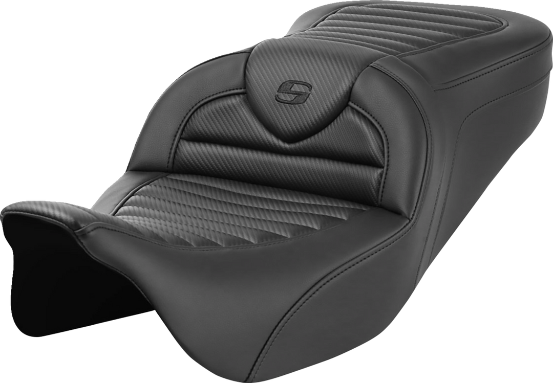 SADDLEMEN Roadsofa™ Seat - without Backrest - Tuck-n-Roll - Carbon Fiber - FL '08-'23 808-07B-20400