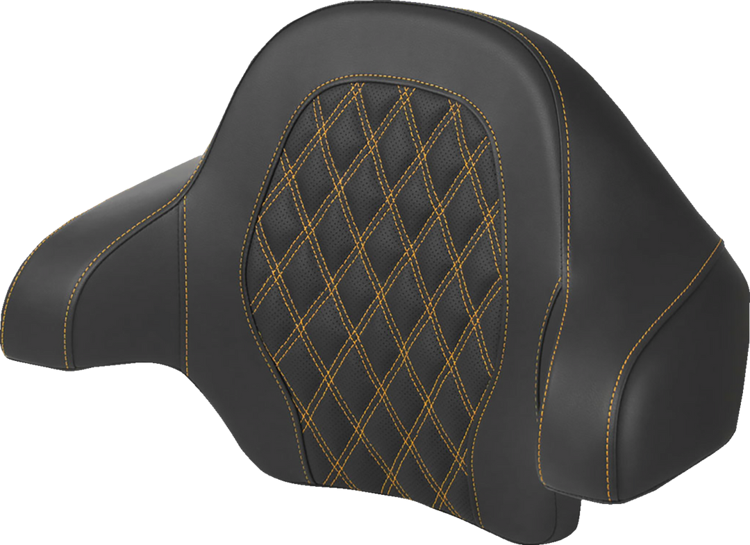 SADDLEMEN Tour-Pak® Backrest Pad - Lattice Stitch - Gold Stitch - FL '14-'24 814-07-18407